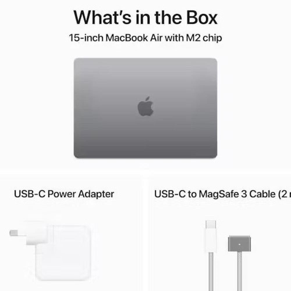 Apple MacBook Air 15-inch (M2, 8-Core CPU, 10-Core GPU) – 8GB RAM, 512GB SSD, Space Grey | AU Version