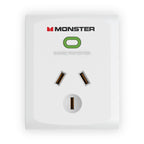 Monster Essentials Power Single Socket Surge Protector (700 Joules, Fireproof Technology) – White