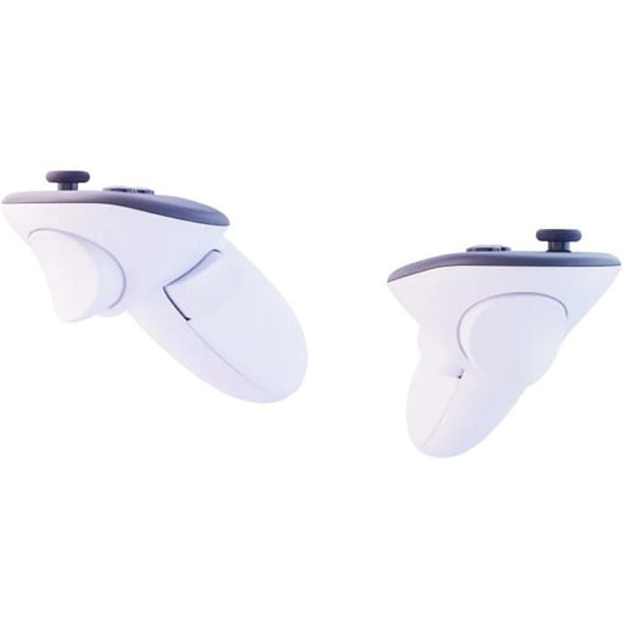 Person using Meta Quest 3S for fitness, swinging arms in a bright living room during a VR workout session.