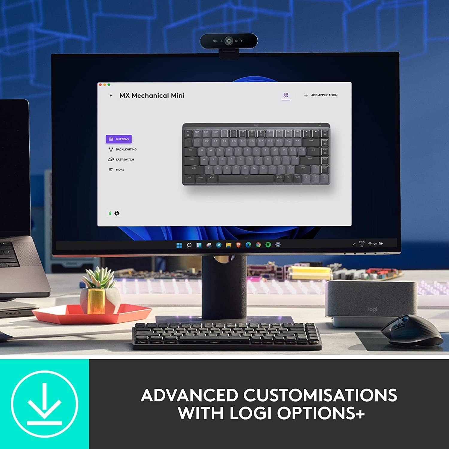 Logitech MX Mechanical Mini Wireless Illuminated Keyboard, Tactile Quiet Switches, Backlit, Bluetooth, USB-C, MacOS, Windows, Linux, iOS, Android ( Open Never Used )