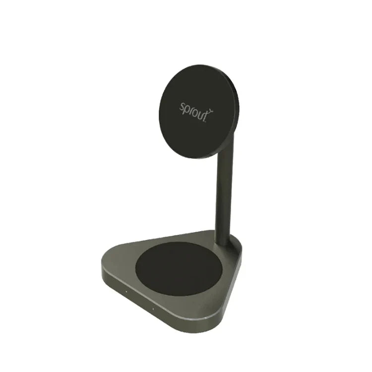 Sprout Elite Series Magnetic 2-in-1 Wireless Charging Stand for iPhone – Black- MagSafe Compatible Charger