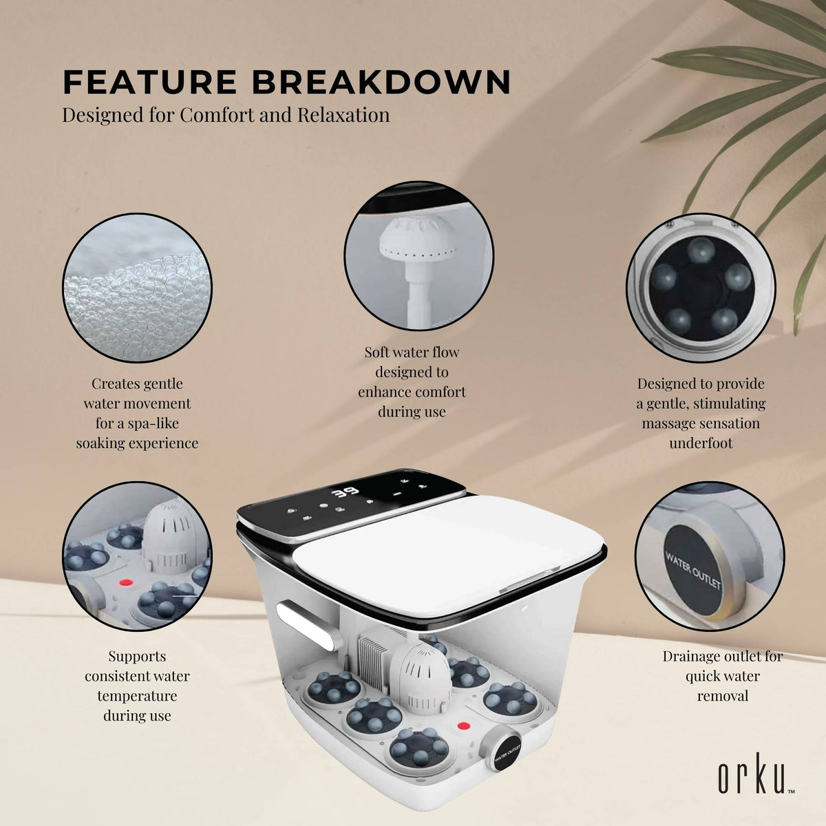 Orku Foot Spa Automatic Water Heating Massager - Electric Pedicure Bath (Copy) Tristar Online