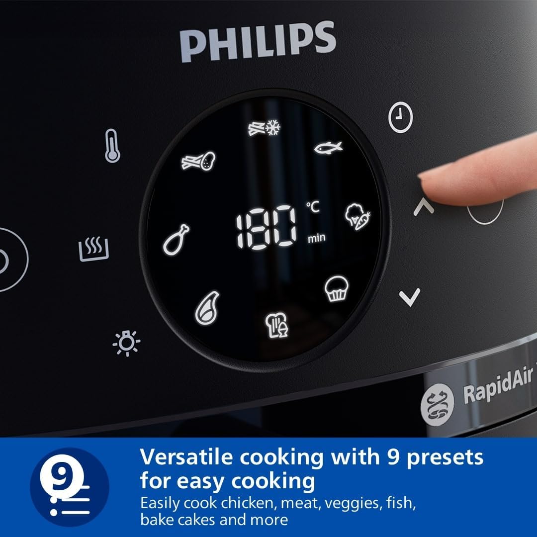 Philips 2000 Series Air Fryer 6.2L – 1700W, RapidAir Tech, Digital Touchscreen Black - (AU Version) - Pristine - Refurbished