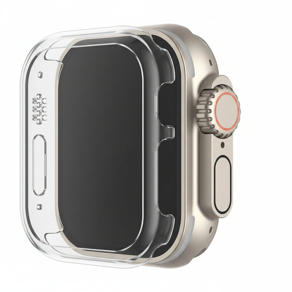 Tristar Apple Watch Plastic Case with Glass Sport Strap 38mm Black - Waterproof Band for Series 10/9/8/7/6/5/4/3/2/1/SE/Ultra/Ultra 2