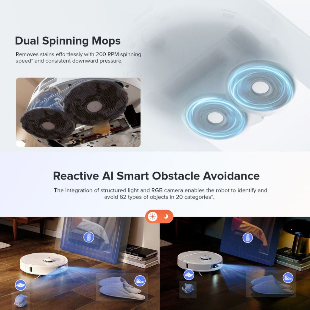 Roborock Q Revo MaxV Robot Vacuum Mop Extend 7000Pa Suction Power Liftable Brush Mop With Refill And Drainage System - White ( Refurbished Grade - A )