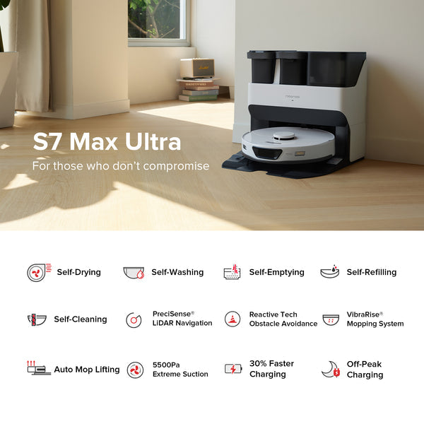 Roborock S7 Max Ultra Robot Vacuum & Mop Cleaner - White ( Open Never Used )