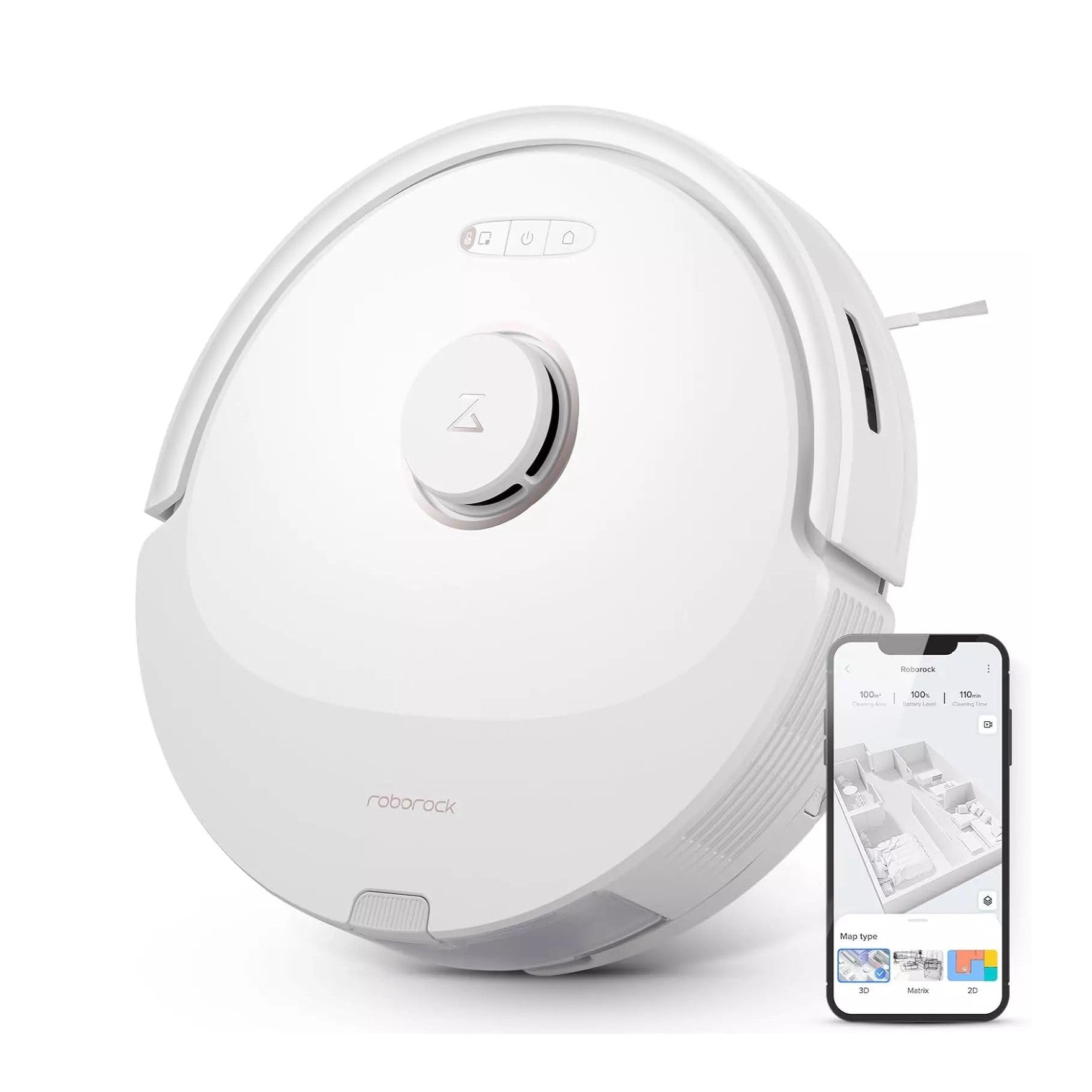 Roborock Q8 Max Robot Vacuum with 5500Pa Suction DuoRoller Brush LiDAR Navigation - White