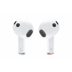 Close-up of Galaxy Buds 3 White showing touch controls and slim earbud shape.