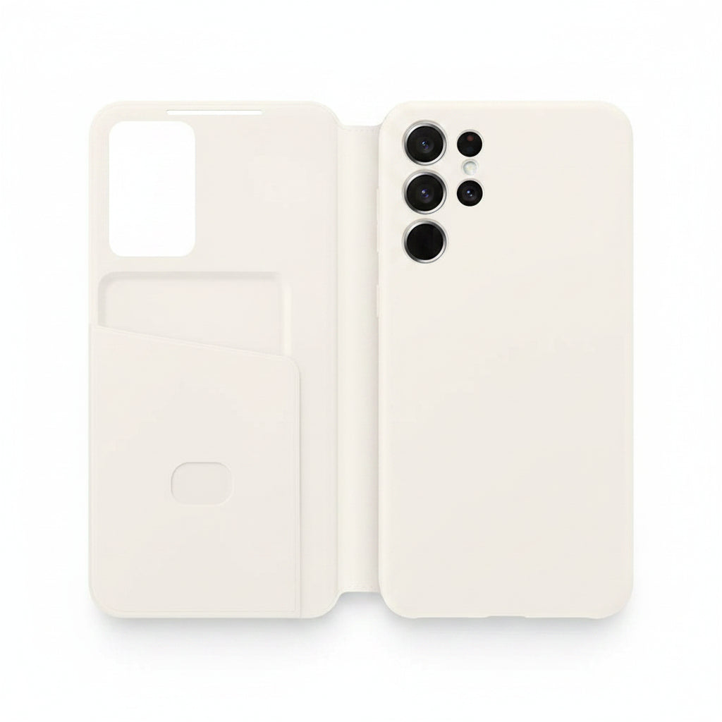 Samsung Galaxy S23 Smart View Wallet Cover Black, Cream, Green, Lavender - Pristine - Refurbished - Cream