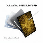 Galaxy Tab S10 FE+ Gray tablet displaying multi‑window productivity apps

