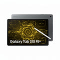 Galaxy Tab S10 FE+ Gray tablet in landscape mode streaming video with dual speakers visible

