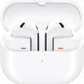 Samsung Galaxy Buds 3 White wireless earbuds with open-fit design and charging case.
