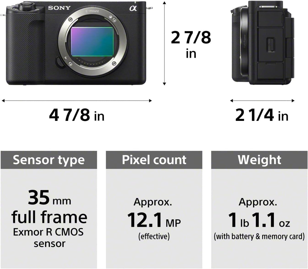 Sony ZV-E1 Mirrorless Camera Body (ILCZV-E1) – Black