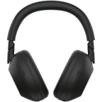 Close-up of the memory foam earpads on Sony WH-1000XM6 Black showing soft padding and over-ear fit.