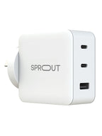 Sprout 65W GaN Power Adapter – White – 3-Port Fast Charger - (AU Version) Box Damage