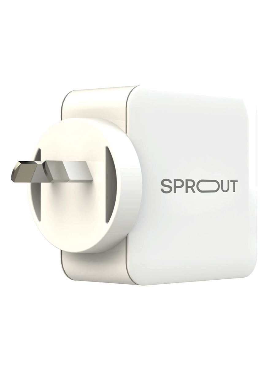 Sprout 65W GaN Power Adapter – White – 3-Port Fast Charger - (AU Version) Box Damage