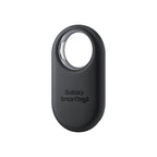 Samsung Galaxy SmartTag2 Black hanging from a pet’s collar, illustrating use as a pet tracker accessory.