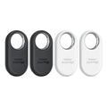 Samsung SmartTag2 Bluetooth trackers in Black and White neatly aligned in a row