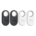 Samsung SmartTag2 Bluetooth trackers in Black and White neatly aligned in a row