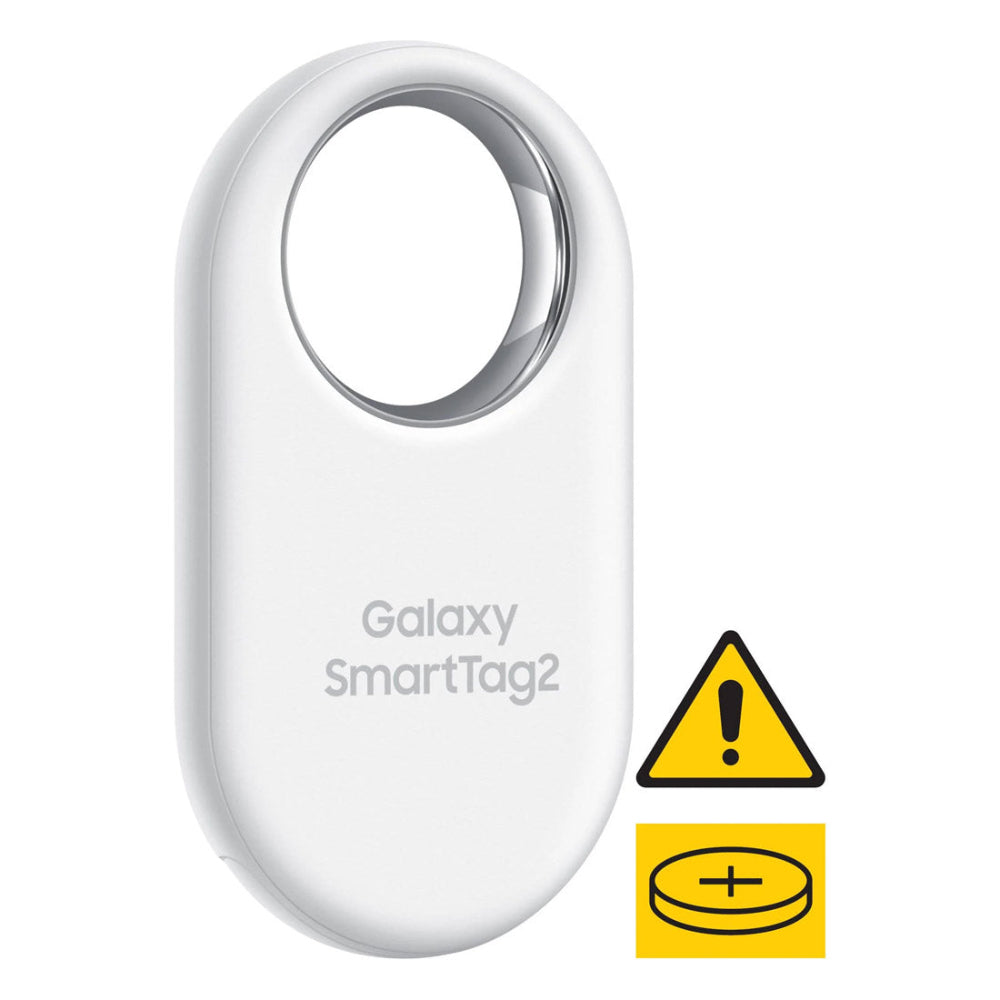 Samsung SmartTag2 with arrows pointing to NFC Lost Mode scan area