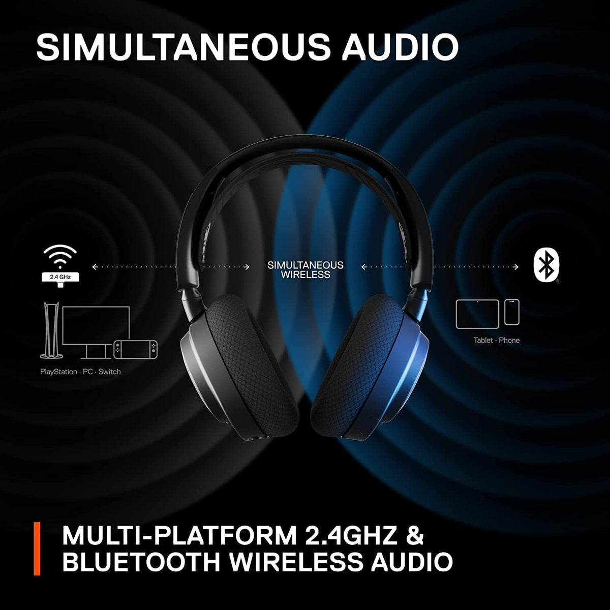 SteelSeries Arctis Nova 7 Wireless USB-C Gaming Headset - Multi-Platform (PC, PlayStation, Switch, Android), Bluetooth, 38-Hour Battery, Fast Charging, Noise-Cancelling Gen 2 Mic