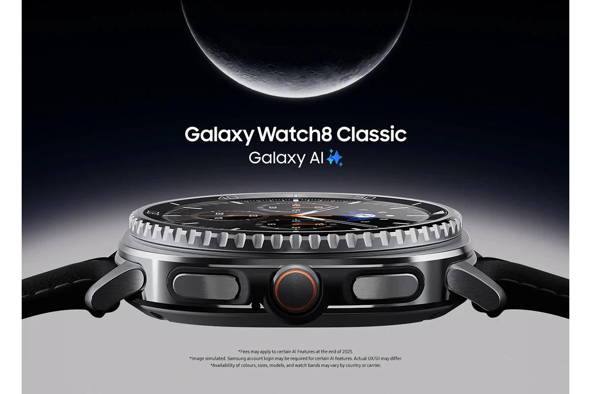 Samsung Galaxy Watch8 Classic 46mm Black showing notification panel with messages and call alerts

