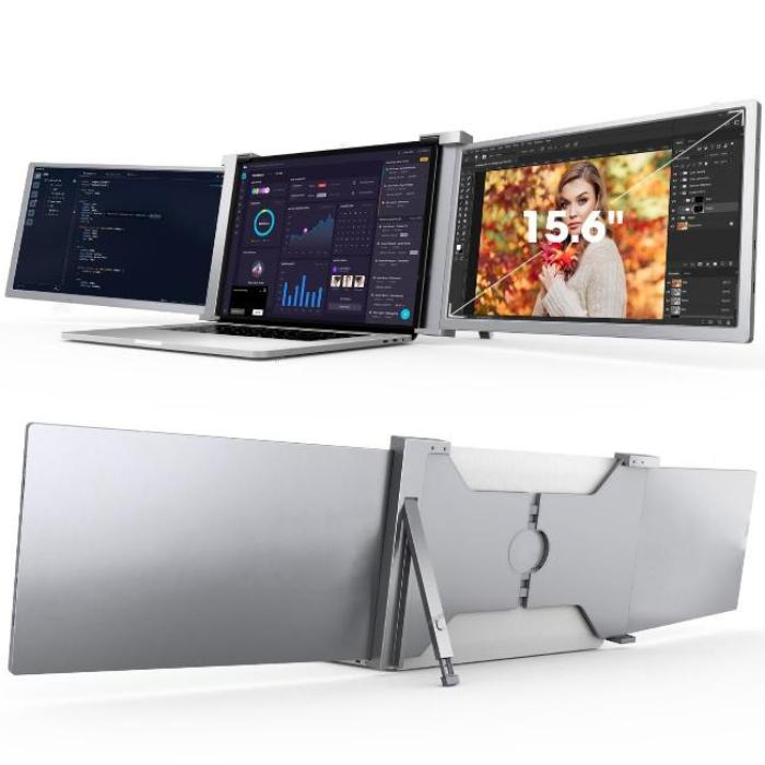 15.6 inch Dual Portable Trifold Monitor 1080P IPS FHD Monitor Screen Extender For Laptop - Space Grey (AU Version) Trion