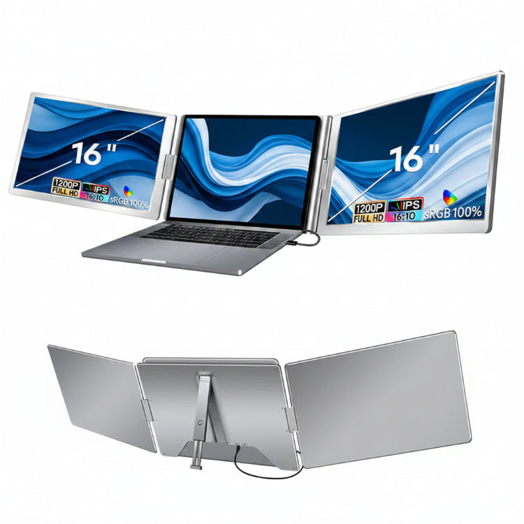 16 inch Trifold Portable Monitor 1080P IPS FHD Laptop Screen Extender For Laptop - Space Grey - Pristine - Refurbished Trion
