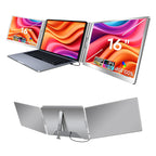 TRION TRIFOLD 16" attached to a 15‑inch laptop with both side screens angled slightly inwards.
