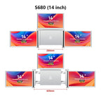 Video editing setup with Trion 14" quad monitor showing timeline on left, preview in centre and media bin on right screen.