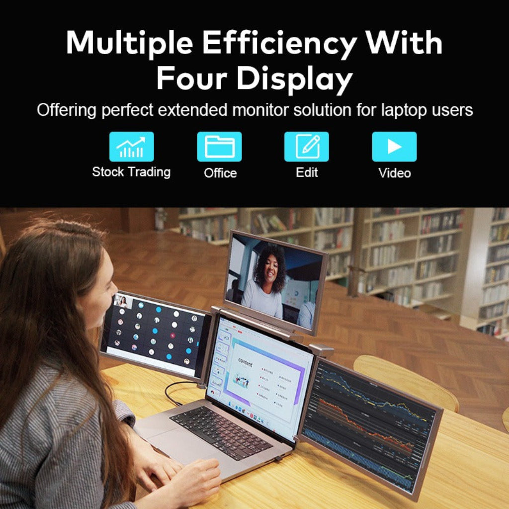 Close‑up of one 14‑inch FHD IPS panel showing sharp 1920 × 1080 resolution and slim bezels.