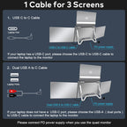 Trion 15.6" FHD Portable Monitor Quad Screen Triple Display Screen Extender for Laptops (Win10+, Mac M1/M2/M3) (AU Warranty) - Acceptable - Refurbished