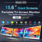Trion 15.6-inch 360° trifold portable monitor 1080P IPS FHD Laptop Screen Extender - Grey (AU Version) Trion