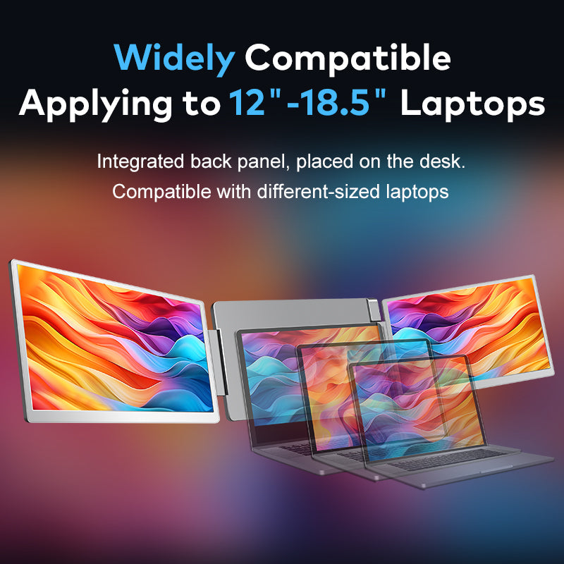 Trion 15.6-inch 360° trifold portable monitor 1080P IPS FHD Laptop Screen Extender - Grey (AU Version)