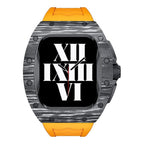 Trion Luxury Carbon Fiber Protective Case and Modification Kit Compatible with Apple Watch Series 8 (44mm) - Orange/Black