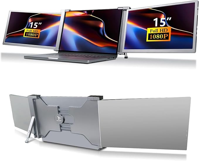 Trion Monitor Extender for Laptop Full HD Foldable Dual Screen 15 inches - Grey
