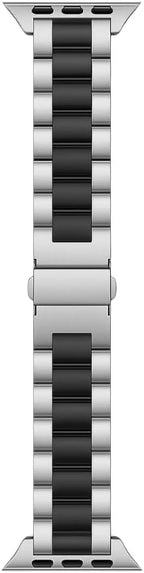 Metal Strap 3-Bead Premium Compatible Band for Apple Watch Series - Silver Black / 38/40/41/42S10MM