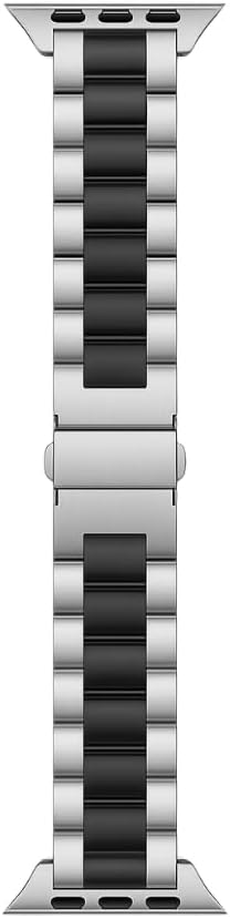 Metal Strap 3-Bead Premium Compatible Band for Apple Watch Series - Silver Black / 38/40/41/42S10MM
