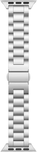 Metal Strap 3-Bead Premium Compatible Band for Apple Watch Series - Silver / 38/40/41/42S10MM