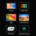 Dual Portable Triple Fold 1080P IPS FHD Monitor Screen Extender For Laptop 14 inches - Space Grey Tristar