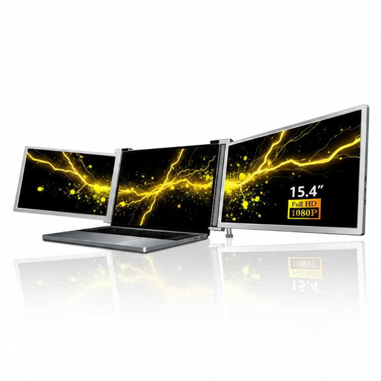 Close‑up of HDMI, Type‑C and USB‑C ports on the side of the 15.4 inch Trifold monitor housing.