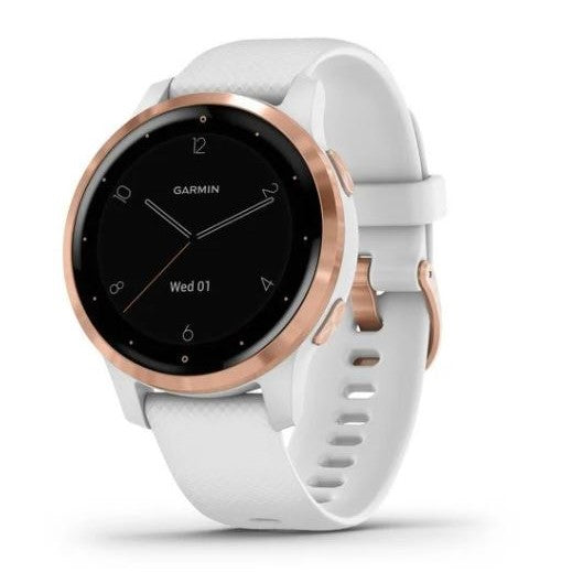 Garmin Vivoactive 4S Smart Watch - Rose Gold with White Band Garmin