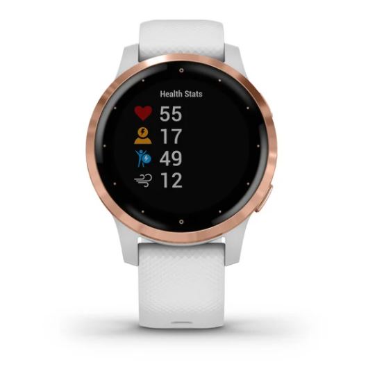 Garmin Vivoactive 4S Smart Watch - Rose Gold with White Band Garmin