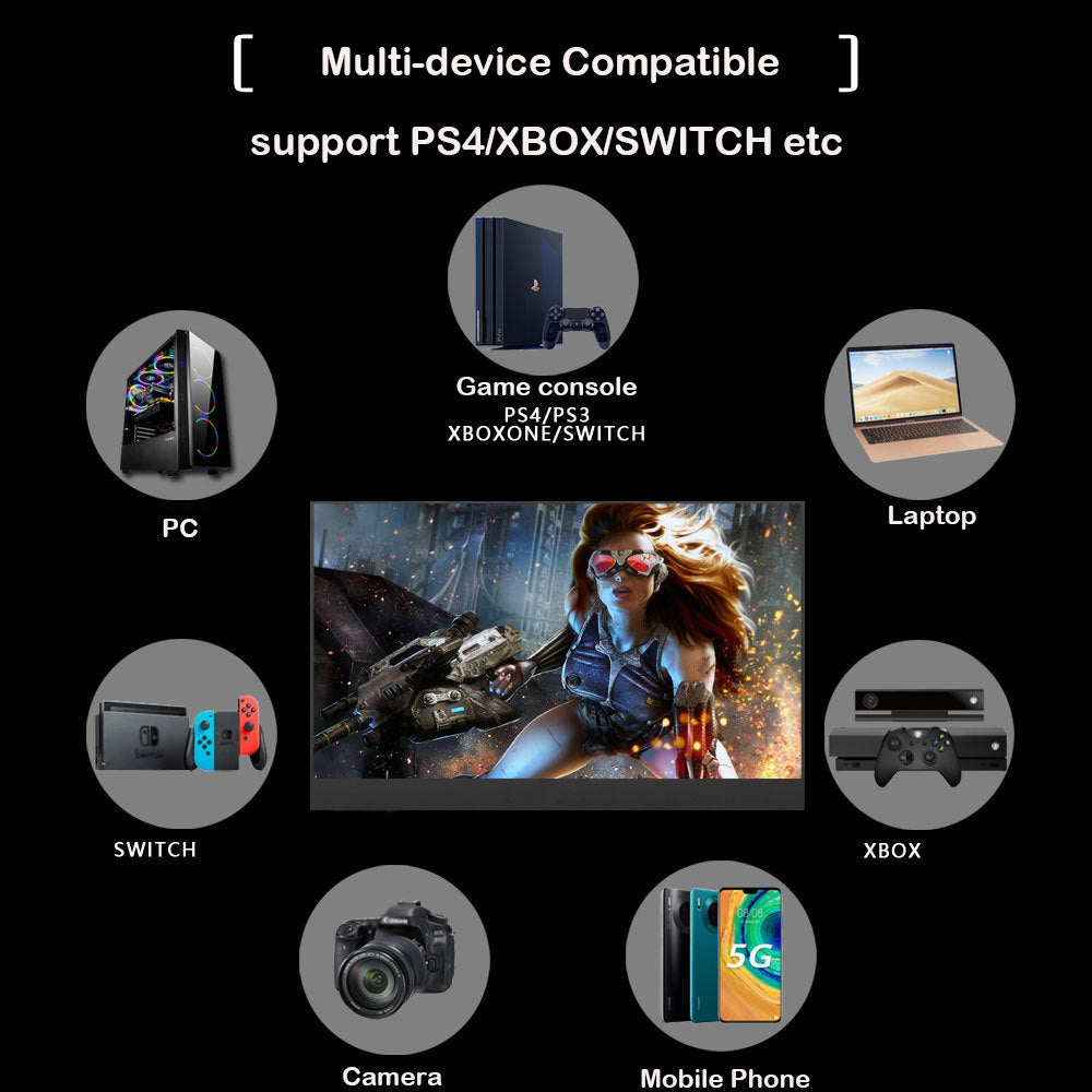 Portable Monitor 1080P IPS HDR Compatible with Multi-Devices Tristar