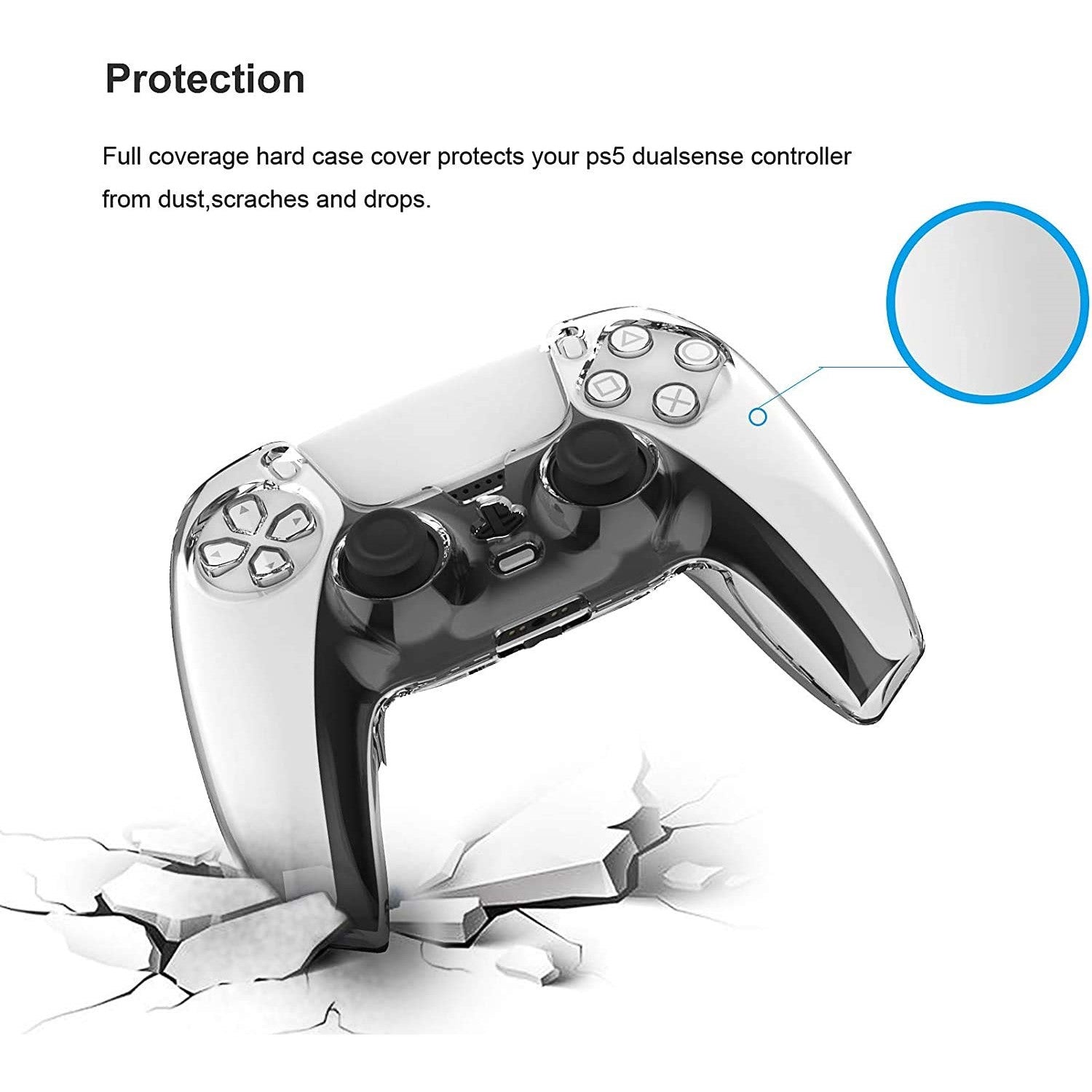 Clear Crystal Protective Anti Scratch Transparent Case for PS5 Controller Tristar