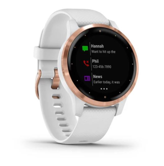 Garmin Vivoactive 4S Smart Watch - Rose Gold with White Band Garmin