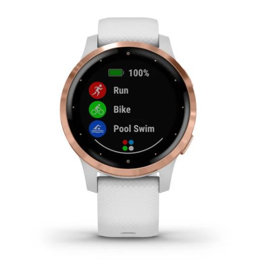 Garmin Vivoactive 4S Smart Watch - Rose Gold with White Band Garmin