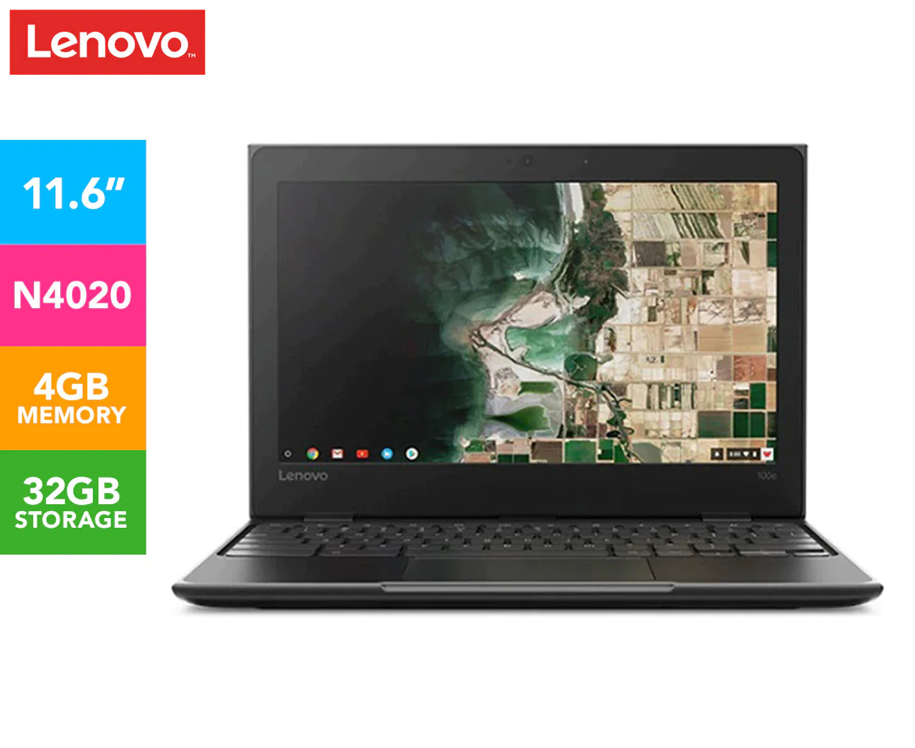 Lenovo 100e 11.6-inch Laptop Intel Celeron-N4020 4GB 32GB  Integrated Intel UHD Graphics 600 - Black