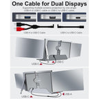 14 inch Trifold Portable Monitor 1080P IPS FHD Laptop Screen Extender For Laptop - Space Grey Tristar