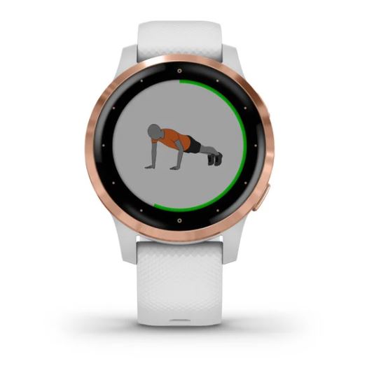 Garmin Vivoactive 4S Smart Watch - Rose Gold with White Band Garmin